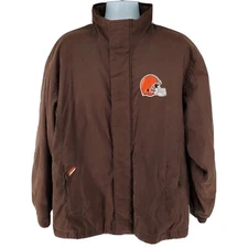 Cleveland Browns G-III Carl Banks NFL Football Jacket Size L Hooded Brown