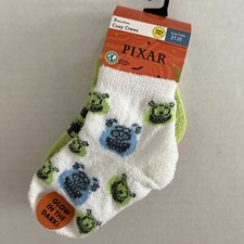 Disney Pixar Monster's Inc Toddlers 3- Pack Cozy Crews Quarter Socks, 2T-3T NEW