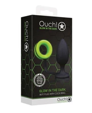 Shots Ouch B*tt Plug W/c*ck Ring - Glow In The Dark