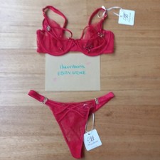 ❣️ Tessa Red 2pc Set 10D Bra +  Thong Small Honey Birdette 32D Sexy Lingerie ❣️