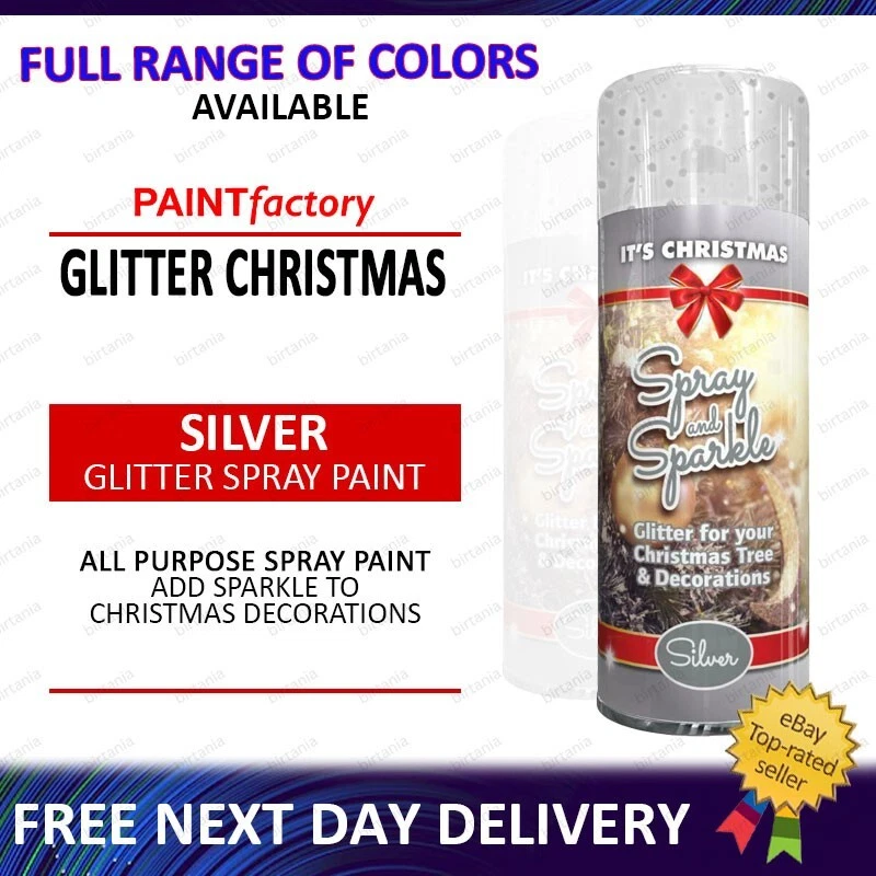 RAPIDE, PAINT FACTORY Glitter Christmas Silver Spray Paint Decorative Creative Art Craft Picture 200ml