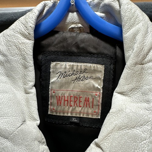 VTG Michael Hoban WhereMI Leather Jacket USA American Flag Men XL Veterans Patch - Picture 5 of 12