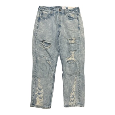 NWT AMERICAN EAGLE Hi-Rise Tomgirl Jeans 10S-14R-16L Light Wash Ripped #031