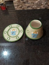 CANDLE HOLDER TWO PEICE  WITH ANGLES AND HEARTS FITS ON 22OZ CANDLE/NOT INCLUDED