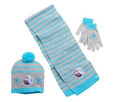 Disney Frozen Girls Elsa Pom Tassel Hat & Gloves Set ~Pink & Blue~ OSFM