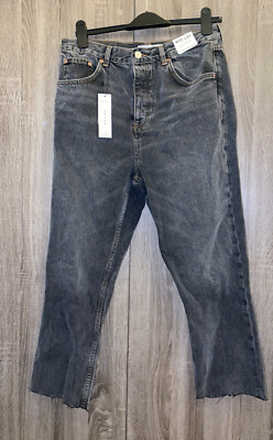 Topshop Grey Editor Straight Leg Jeans W32 L30 New With Tags UK 14