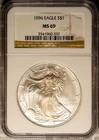 Key Date 1996 $1 Silver American Eagle MS 69 NGC # 3541960-337 + Bonus