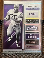 BILLY CANNON 2018 CONTENDERS BOWL TICKET LSU TIGERS NATIONAL CHAMPION HOLO 52/99