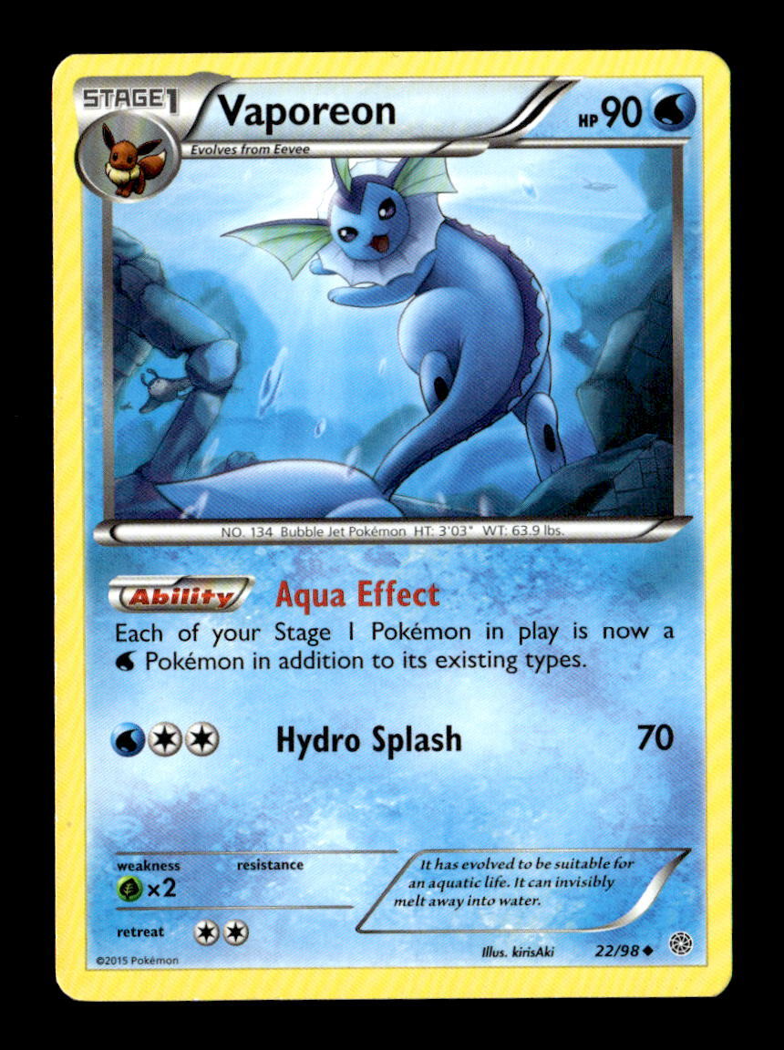 Vaporeon XY: Ancient Origins #22/98 LP Pokemon Uncommon
