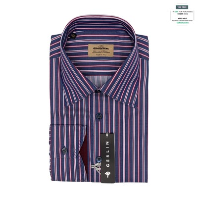 690$ LUXURY GERLIN Shirt Striped ALUMO TWILL Cotton 16 - 41 2Z ZILLI