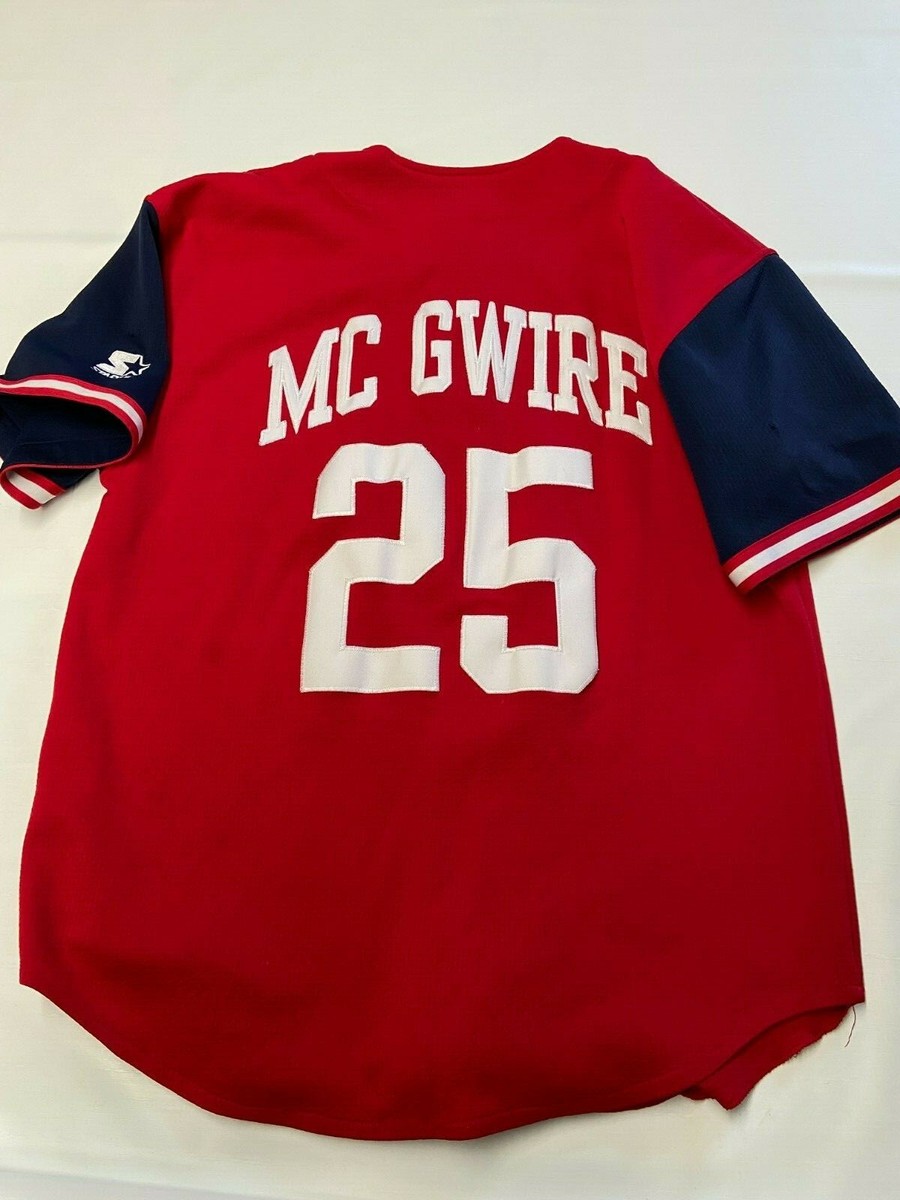 Mens STARTER Red Vintage Cardinals #25 Stitched McGwire Jersey Sz