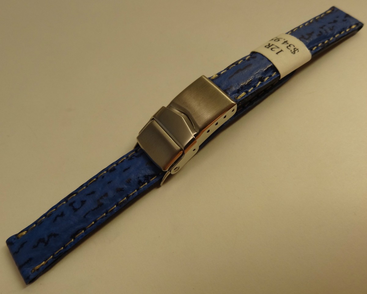 New ZRC France Blue Shark 12mm Watch Band Steel Deployment Sealock
