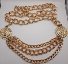 Vintage Gold Tone Chain Rhinestone Belt 38"