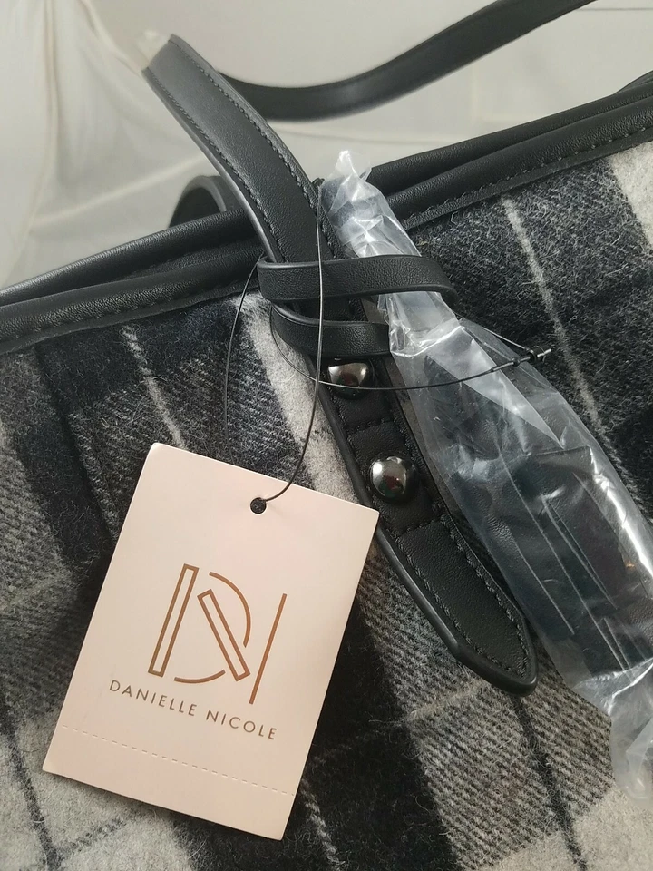 Bolso de Mano Danielle Nicole Color-Block Gris Negro Lana a Cuadros $88.00 Nuevo con Etiquetas Foto 4 de 4