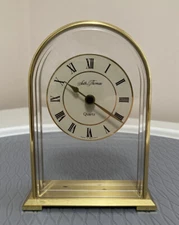 VTG SETH THOMAS CAMINA 0230-001 BRASS QUARTZ FLOATING CLOCK WEST GERMANY - WORKS