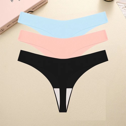 1/3PCS Seamless Thong Women Ice Silk T-back Breathable Crotch Briefs Lingerie - Bild 24 von 36