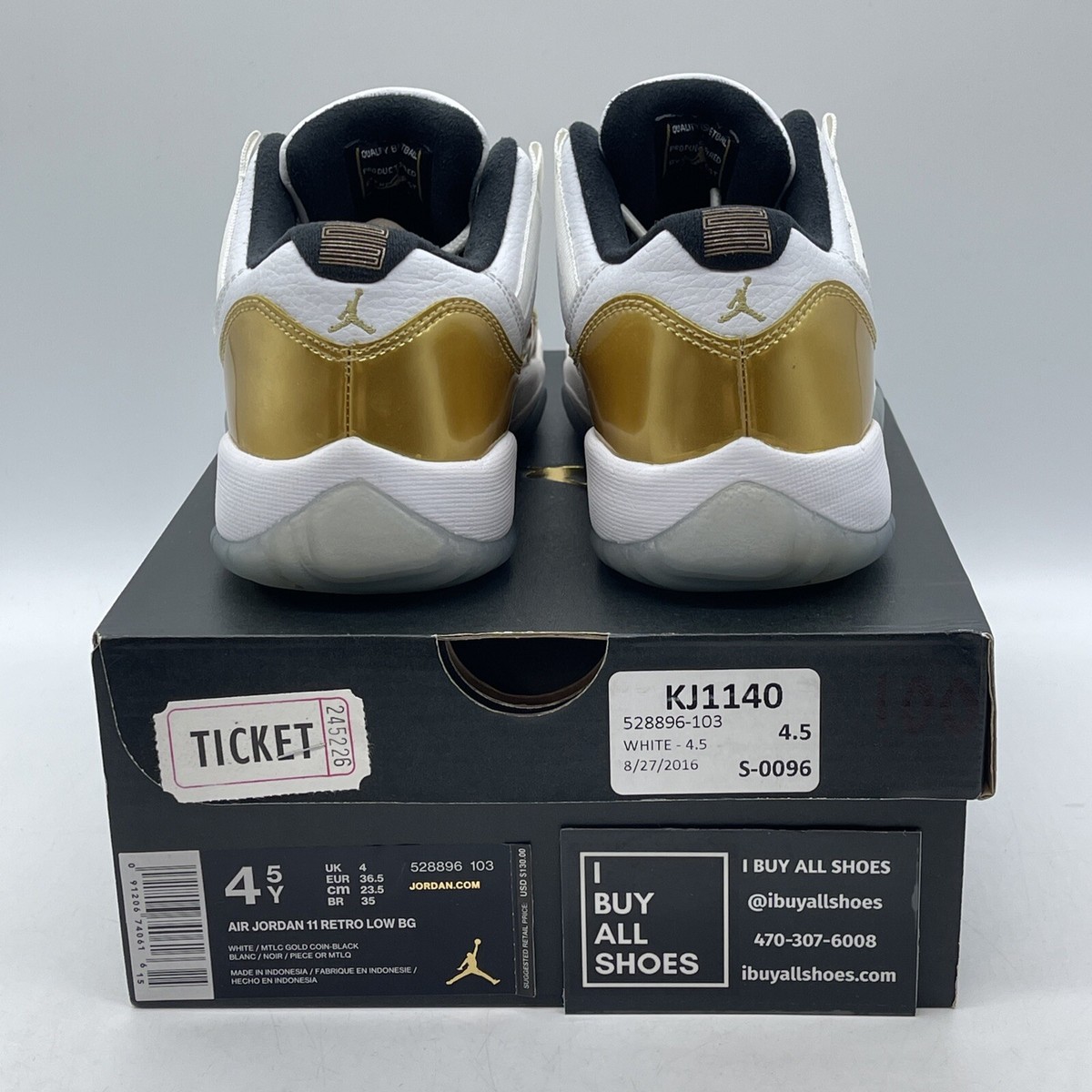 Size 4.5 - Air Jordan 11 Retro Low Closing Ceremony Gold White