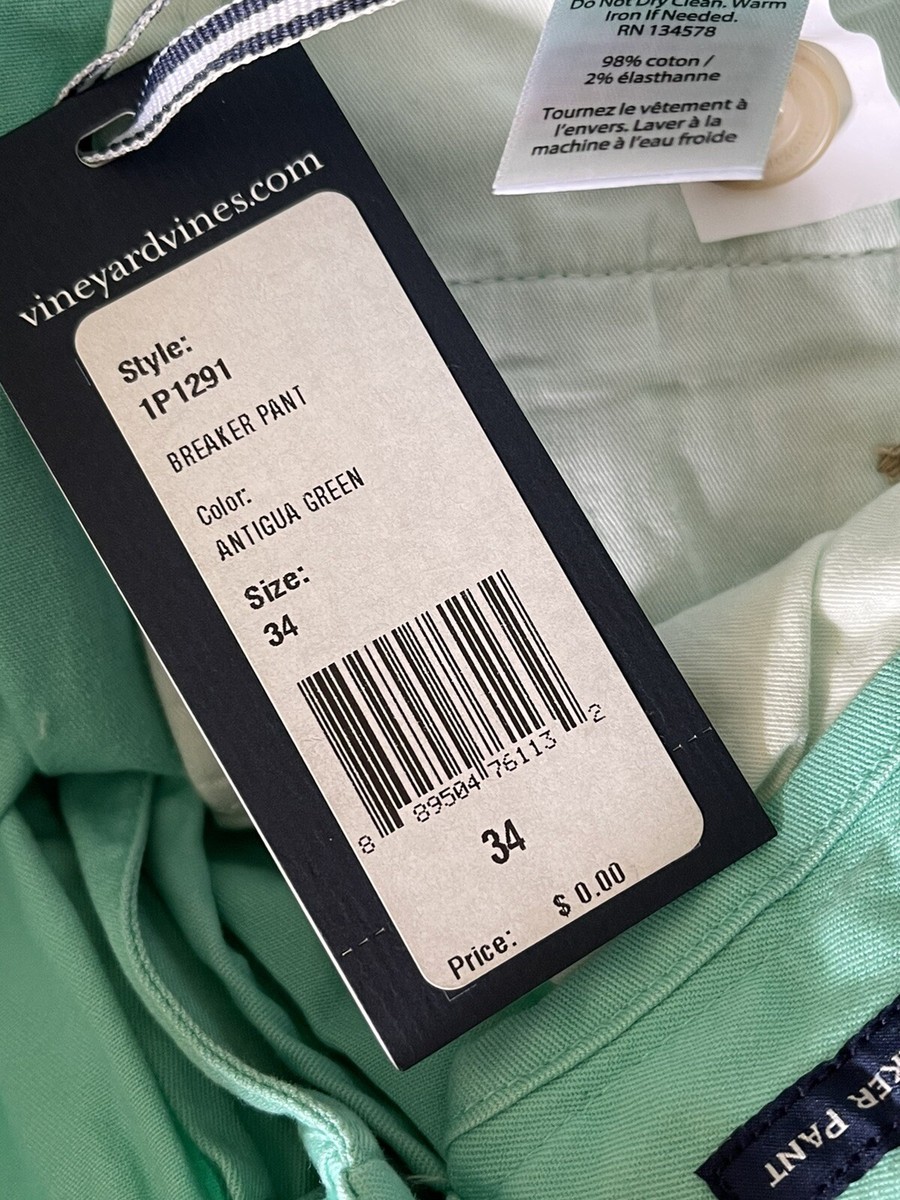 Vineyard Vines Men's Size 34 Antigua Green Chino Breaker Pants
