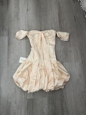 Outcast Remi Ivory Satin Corset Bubble Mini Dress Puff Sleeve Small NWT