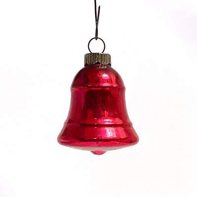Shiny Brite Stout Bell Red Lacquered Silvered Glass Corning c1950s