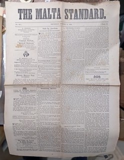 Rare Malta Political Newspaper The Malta Standard August 1883