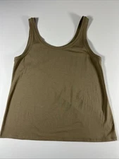 EILEEN FISHER Tank Top L Stretch Jersey Scoop Neck Sleeveless Shell Brown