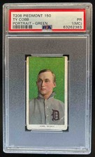1909-11 T206 Baseball Piedmont 150 Ty Cobb Portrait Green PSA 1 (MC)