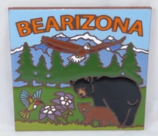 Ceramic Hand N Hand Earthtones Tile Trivet BEARIZONA - 7658A - Made in USA