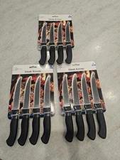 LOT OF 3 Mainstays 4-Piece Steak Knife Set – Soft Grip Black Handles, Stainless