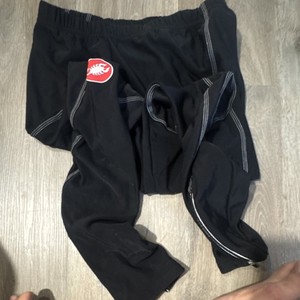 Castelli Men's XL Black Footless Fleece Cycling Tights with Zippered Ankles
