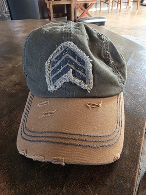 KBETHOS Vintage Distressed Baseball Cap - Olive/Tan