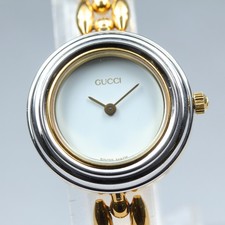 Near MINT GUCCI 11/12.2 Change Bezel 6 Colors Women's Quartz Watch 145mm JAPAN