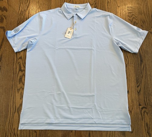 Peter Millar Summer Comfort Polo Shirt Mens 2XL Blue White Striped Jubilee S/S