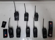 Untested Lot of 8 Kenwood, Vertex Stndard, and Baofeng Two Way Radios w/ 4 Batt