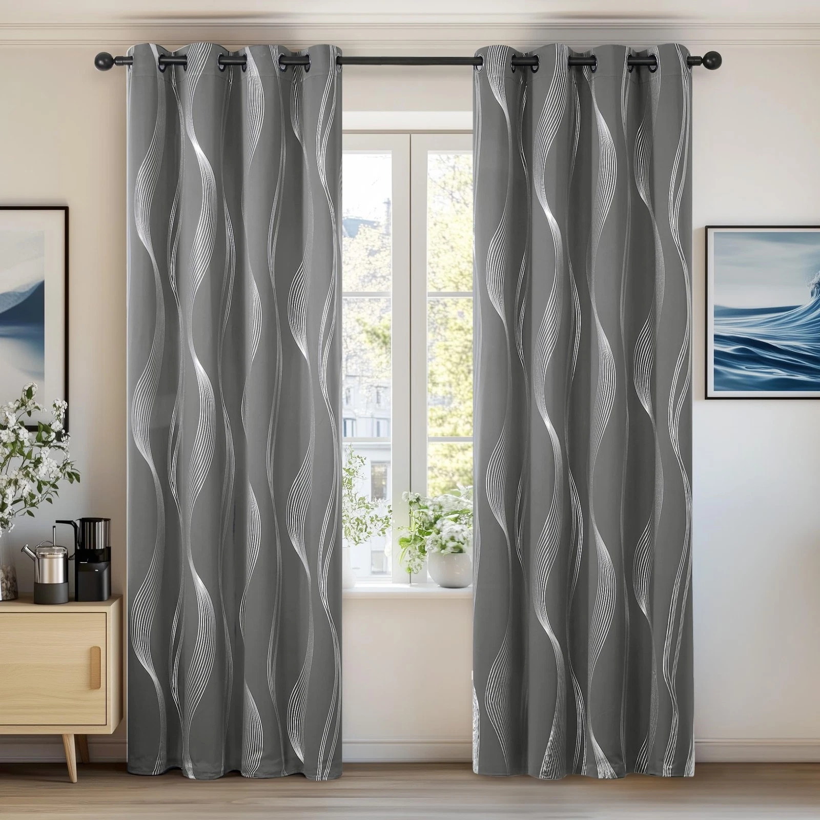 Deconovo Blackout Curtains for Living W 52" x L 84" (2 Panels), Light Grey