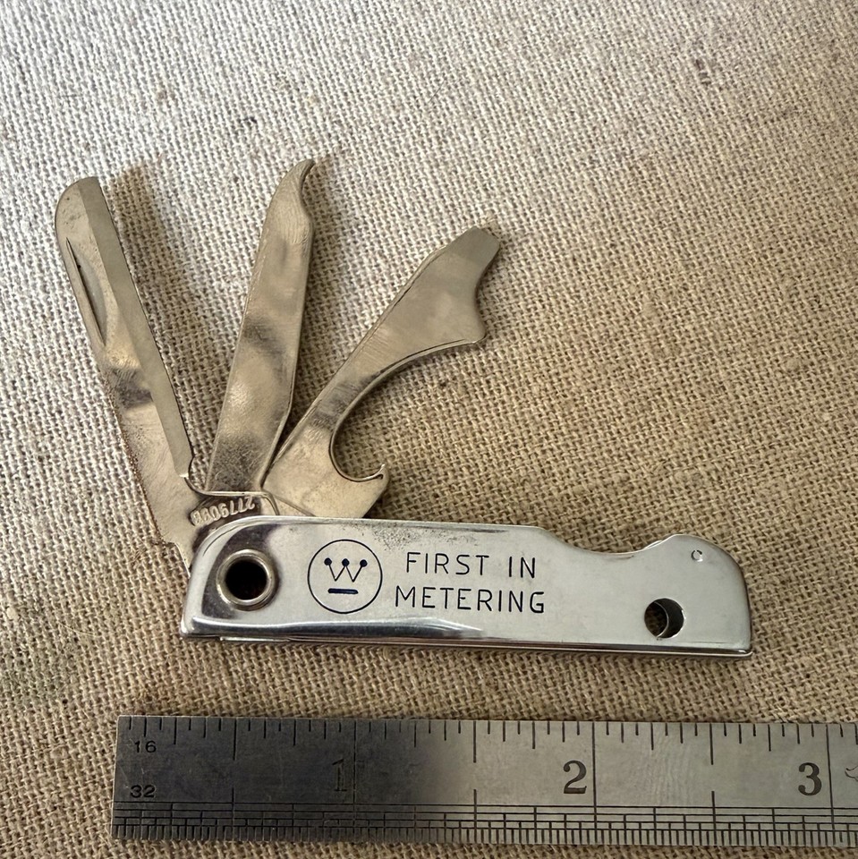 Vintage Westinghouse First In Metering Bassett USA Advertising Pocket Knife Tool