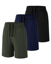 3 Pack Boys Athletic Shorts Quick Dry Basketball Soccer Running Sports Gym Ac.