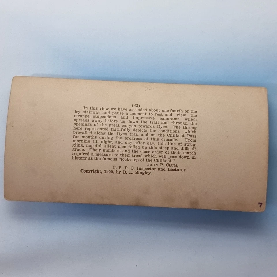 Chilkoot Alaska Stereoview 3D C1900 Real Photo USA Miners Climb Mountain Pass - Image 2 of 3