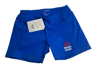 Reebok CrossFit Bootie Shorts Women XS Blue 4'' Compression Workout Shorts NEW