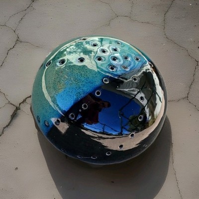 Handmade Ceramic Pleco Cave - Blue/Green Glazed Shrimp Hideout - Non-Toxic Fish