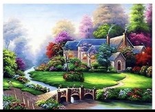 F208 Diamond Painting Kits House with Bridge