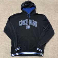 Cinch Hoodie Men  s Large Black Blue Embroidered Logo Pullover Sweatshirt Western