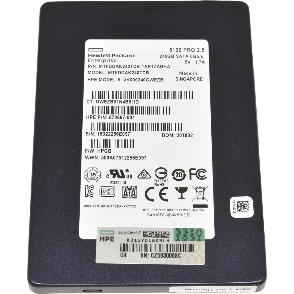Micron 5100 PRO 240GB 2.5" 6Gbps SATA-III interne SSD MTFDDAK240TCB Server PC