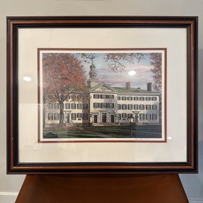 Greg Burns Framed Art Signed & Numbered  Dartmouth Hall  University 1991 384/500