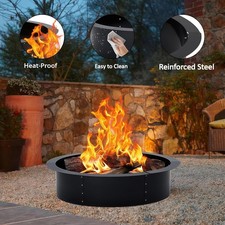 For Round 36'' Fire Pit Ring Ring Camping Firepit Outdoor Garden Wood Burning