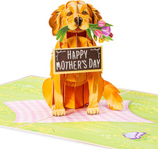 3D Pop up Mothers Day Card, Happy Mother'S Day Dog, for Mom, Wife - 5" X 7" Cove