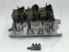 Mopar 340 6 Pack Edelbrock Aluminum Intake Manifold Carburetors 3x2 Holley Carbs