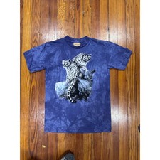 The Mountain Snow Leopard Tie Dye Graphic T-Shirt Purple Kids XL Made in USA