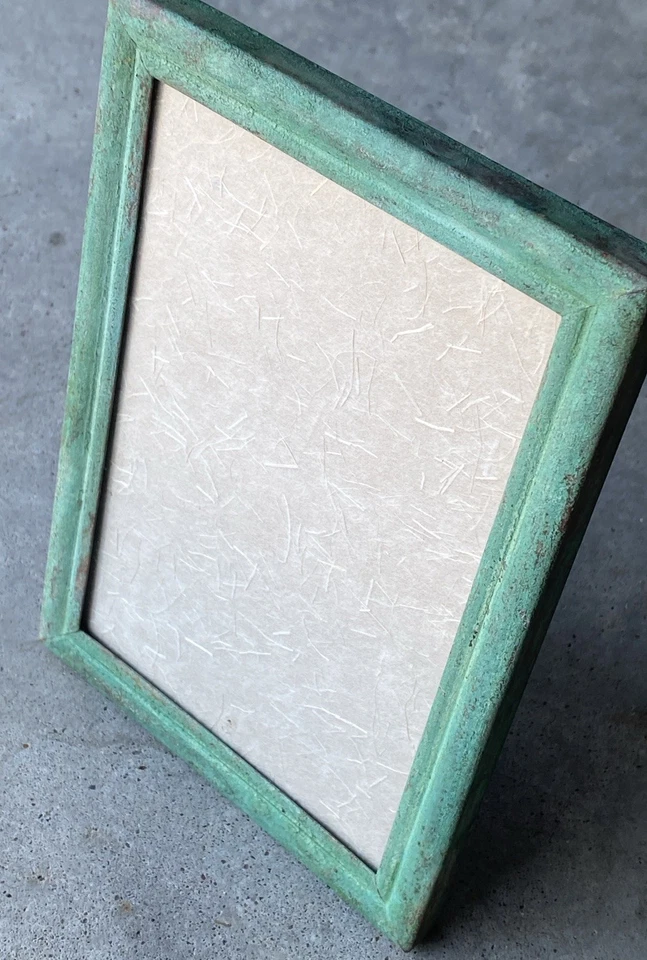 Marco de fotos de metal envejecido azul aguamarina verde azulado francés de colección 4x6 granja  Foto 2 de 4