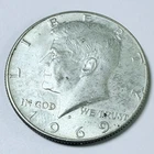1969-D Kennedy Half Dollar 50c, 40% Silver, Circulated Coin Free Shipping #7400